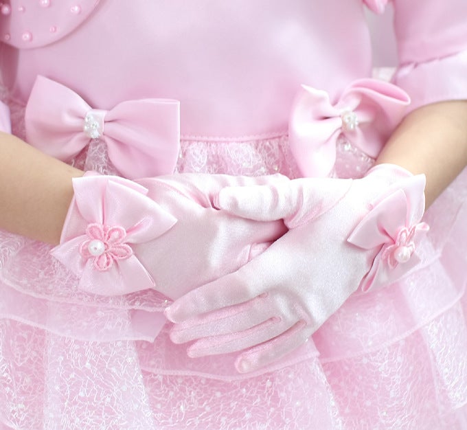 Kids Princess Dress Butterfly Gloves White  - Image 4