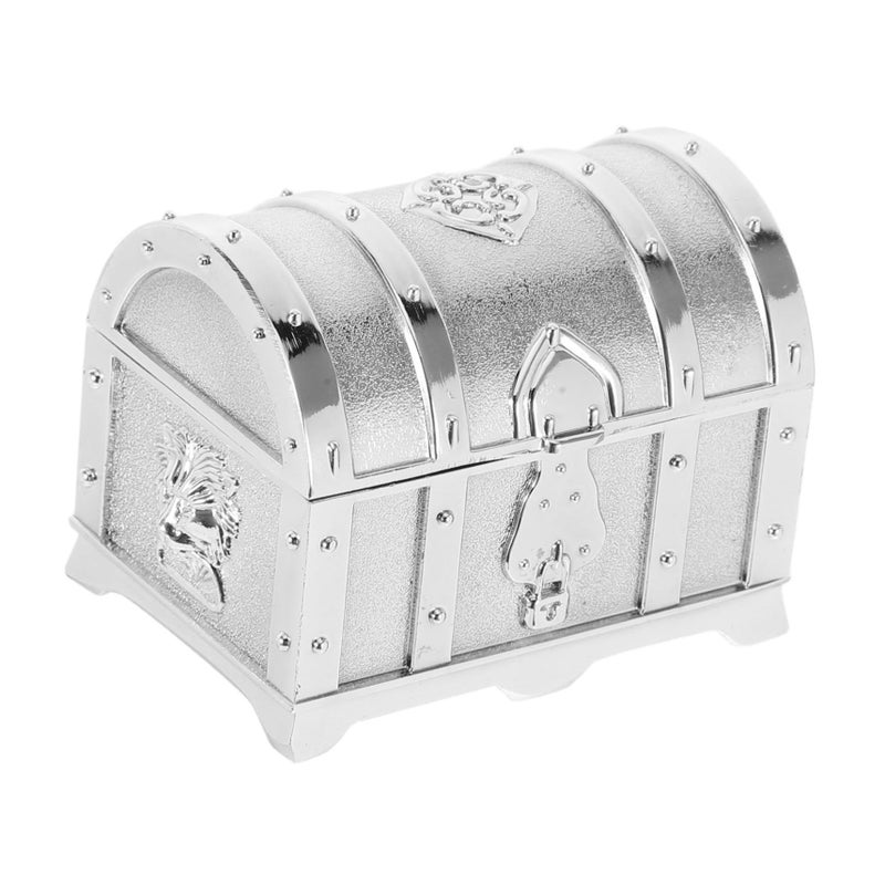 Vintage Silver Metal Pirate Treasure Chest Jewelry Box For Rings Earrings Gifts - Image 2