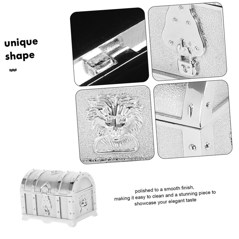 Vintage Silver Metal Pirate Treasure Chest Jewelry Box For Rings Earrings Gifts - Image 4