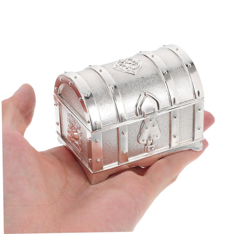 Vintage Silver Metal Pirate Treasure Chest Jewelry Box For Rings Earrings Gifts - Image 5