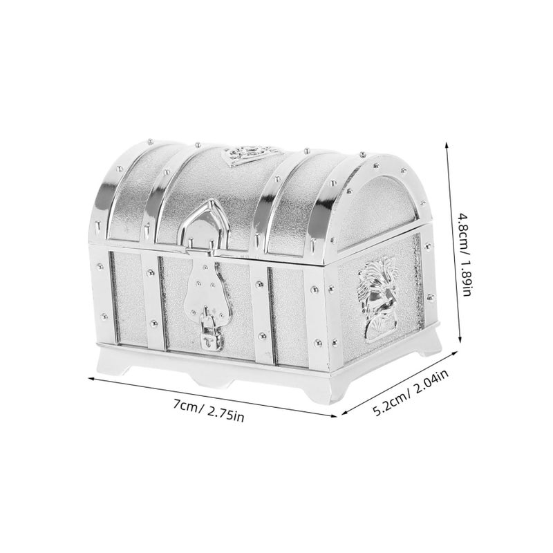 Vintage Silver Metal Pirate Treasure Chest Jewelry Box For Rings Earrings Gifts - Image 3