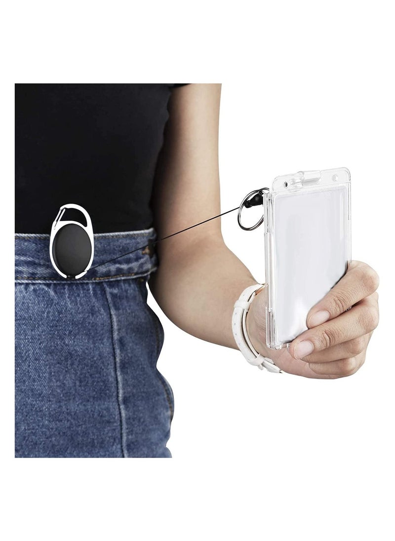 Y&D Card Protector, Vertical 2 Badge Holder Transparent Plastic ID Credit Protector with Thumb Slot, Rigid PC Material,10 Pack  - Image 2