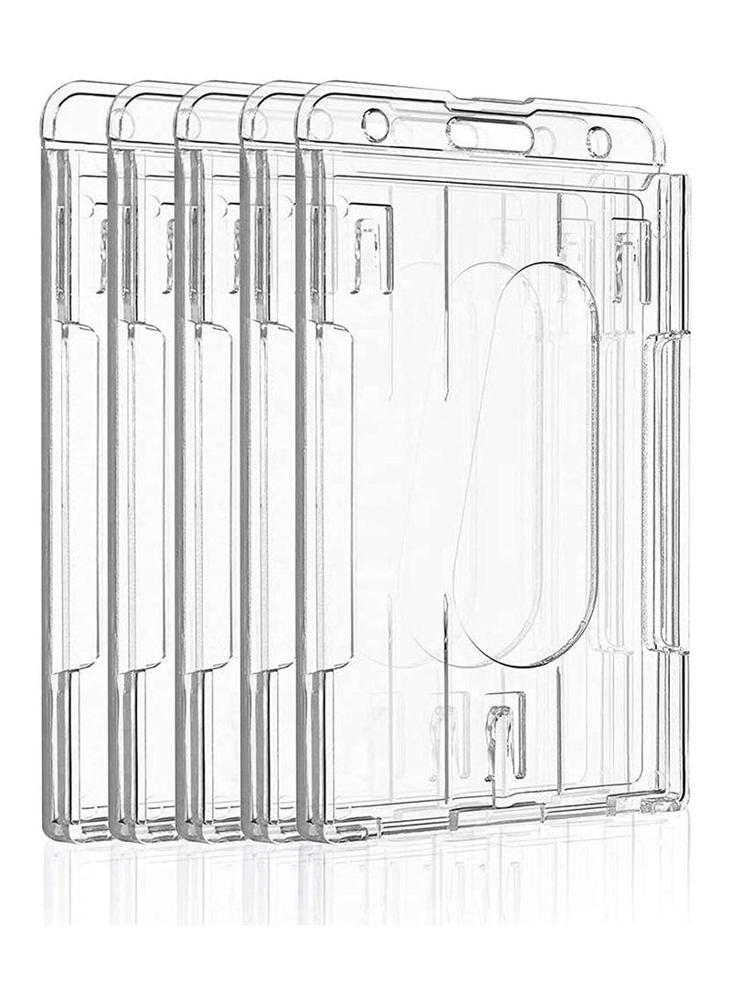 Y&D Card Protector, Vertical 2 Badge Holder Transparent Plastic ID Credit Protector with Thumb Slot, Rigid PC Material,10 Pack  - Image 1