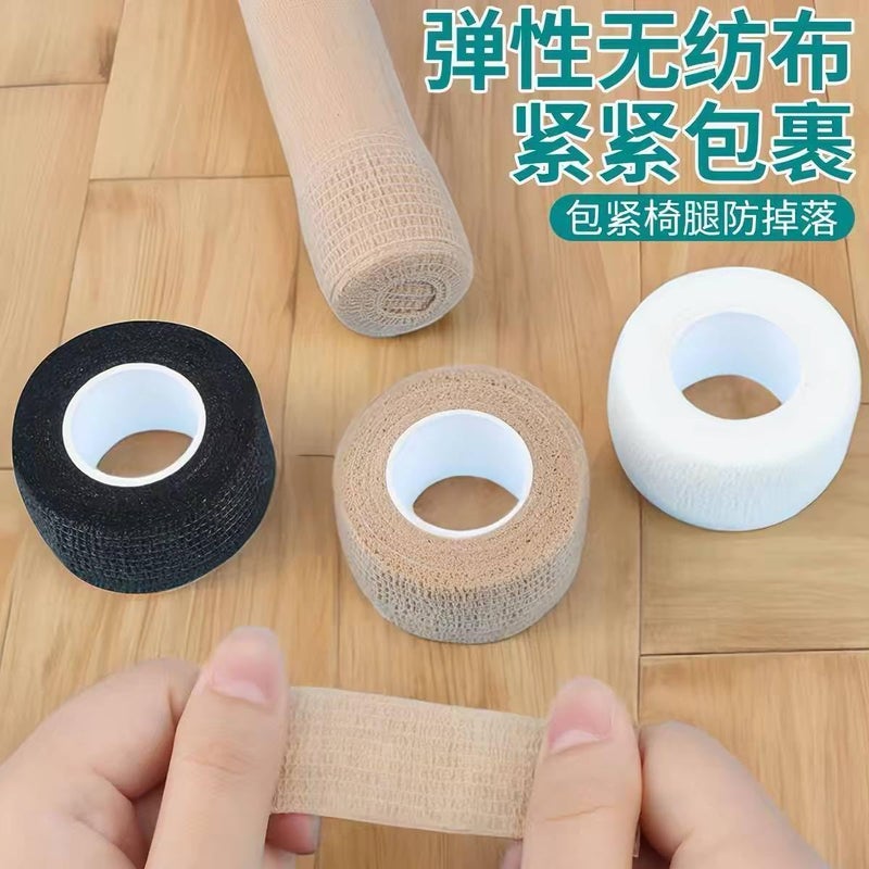 10 Pack Tapes Chair Leg Floor Protectors, Self Adhesive Anti Slip Furniture Pads Tape Roll 1" x 177", Suitable for Different Furniture Legs Hardwood Floor Table Couch (Brown and black)
