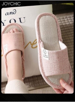 Joychic New Style Women Home Linen Slipper Indoor Non-slip wear-resistant Bedroom Slipper Sweat-absorbing and Breathable Flat Slides Pink  - Image 3