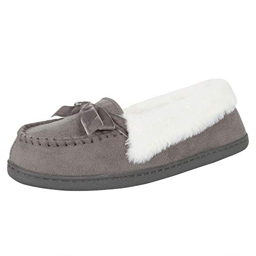 Jessica Simpson Womens Micro Suede Moccasin Indoor Outdoor Slipper Shoe,Grey,Medium - Image 1