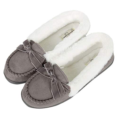 Jessica Simpson Womens Micro Suede Moccasin Indoor Outdoor Slipper Shoe,Grey,Medium - Image 5