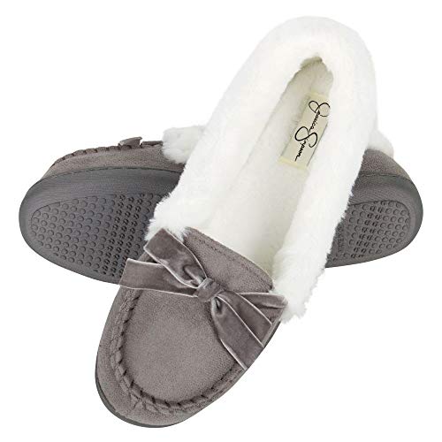 Jessica Simpson Womens Micro Suede Moccasin Indoor Outdoor Slipper Shoe,Grey,Medium - Image 4