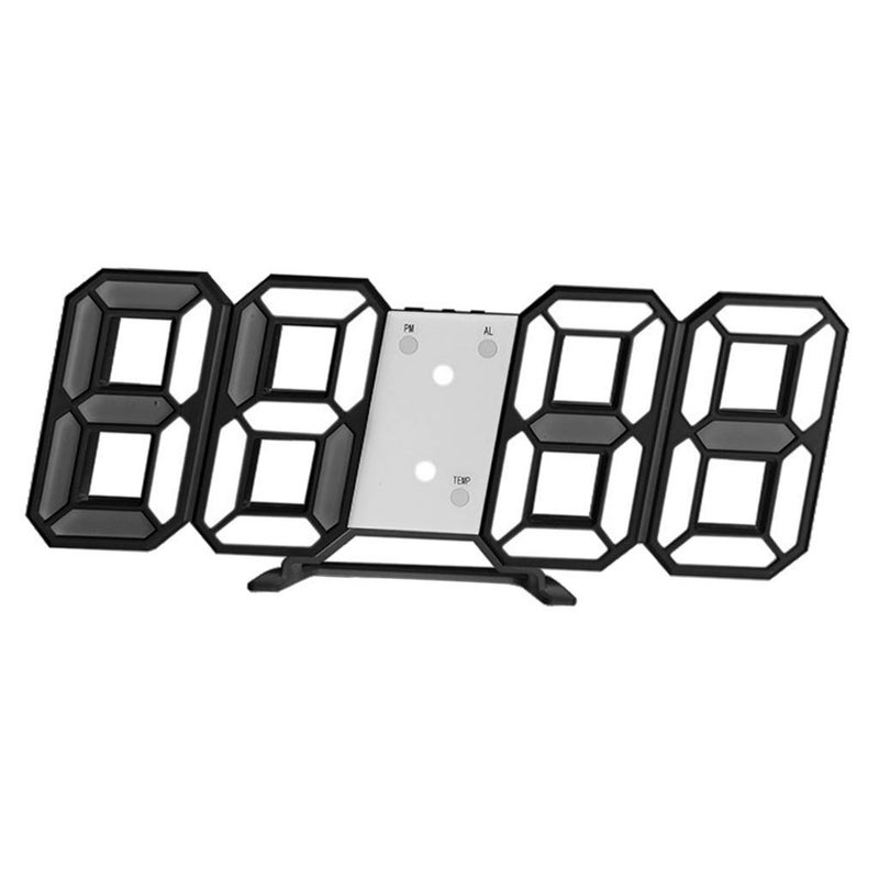 Pamidhar 3D Led Digital Wall Clock for Home Alarm Clock Table Clock Wall Hanging Adjustable Brightness BedroomLiving RoomOffice Clock Kitchen Wall Clock Alarm Clock Snooze 1224 Hour Black - Image 2