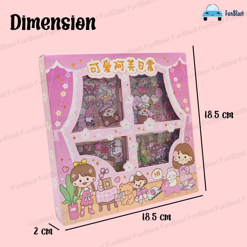 FunBlast Pvc Baby Theme Kawaii Stickers -100 Sheets Cute Washi Stickers For Metal For Project,Japanese Style Girls, Stationery Item For Kids,Journals,Scrapbooking,Diy Arts & Crafts,Removable,18.2 cm - Image 2