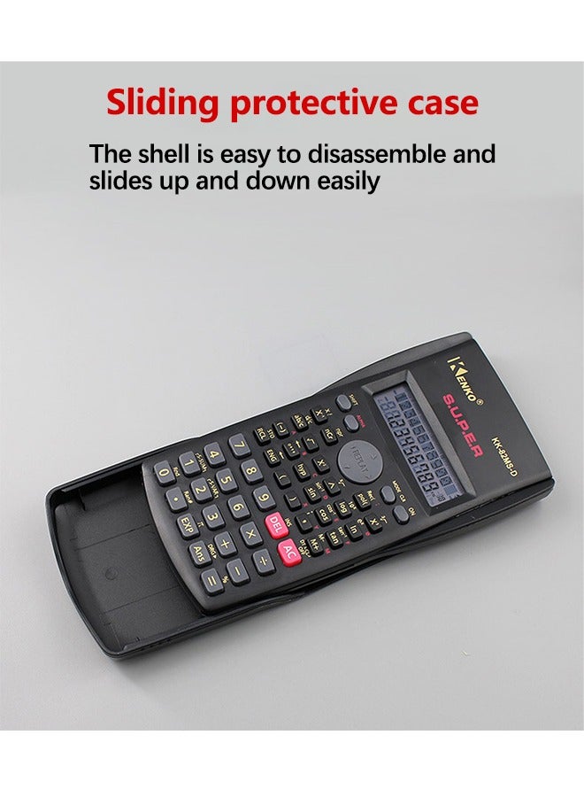 Scientific Calculator 240 Functions 2-Line 10+2 Digits Written Display - Ideal for Students and Teachers, Black