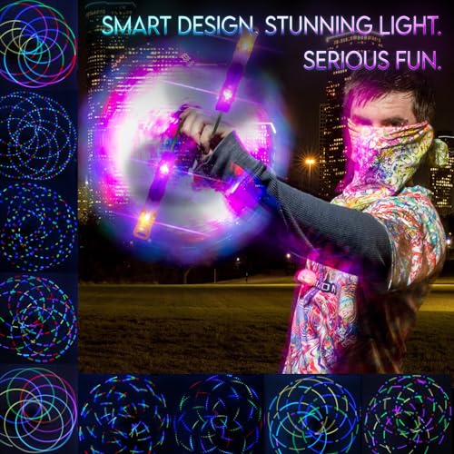 UltraPoi HelixPoi Set wLED Knob Handles 70 Color Modes LED Poi Glow Stick Lights wSoft Durable Cases Adjustable Leashes Ideal Flow Arts for Music Festivals Parties Raves - Image 5