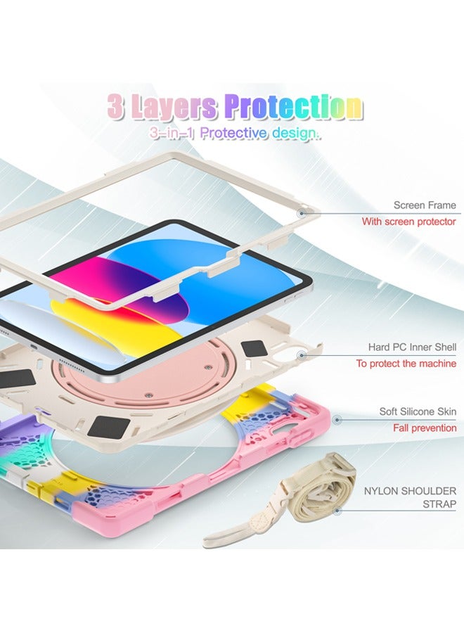 روك بو جراب لجهاز iPad (A16) مقاس 11 بوصة من الجيل 2025/جراب لجهاز iPad 10 من الجيل العاشر من الجيل 2022، مصنوع من السيليكون عالي الجودة المتين مع حامل قلم رصاص، وحامل دوار 360 درجة، وغطاء بمقبض لجهاز iPad 11 بوصة من الجيل 2025/10.9 بوصة من الجيل العاشر من الجيل 2022 - Image 4