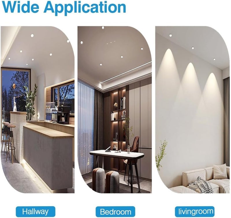 LED Recessed Downlight Round Aluminum Can Lights Baffle Trim Deep Anti-Glare Daylight Retrofit Downlight for Living Room Corridor Lighting Simple Retrofit Installation Cut Size：75mm - Image 5