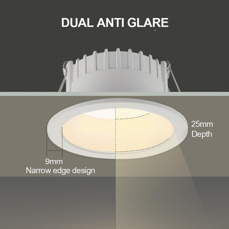 LED Recessed Downlight Round Aluminum Can Lights Baffle Trim Deep Anti-Glare Daylight Retrofit Downlight for Living Room Corridor Lighting Simple Retrofit Installation Cut Size：75mm - Image 3
