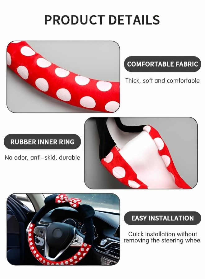 GROIC Cute Car Steering Wheel Cover, Universal Fit 38Cm Soft Comfortable Plush Anti Slip & Odor Free Car Wheel Protector,Car Accessories,Auto Supplies - Image 3