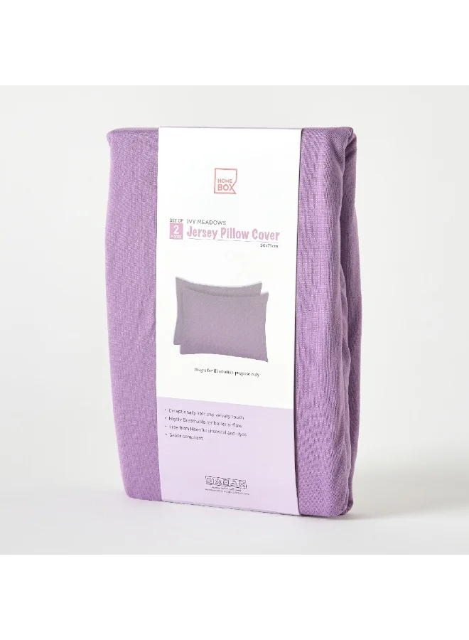 Home Box Ivy Meadows 2-Pieces Fleeting Microfibre Jersey Pillow Cover Set 75 x 50 cm