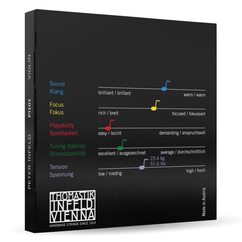 Thomastik-Infeld Peter Infeld Violin String Set, 4/4 Size, Medium Tension - PI101 - Synthetic Core A, D, G with Tin-Plated E - Outstanding Projection & Playability, Wide Range of Sound Colors - Image 2