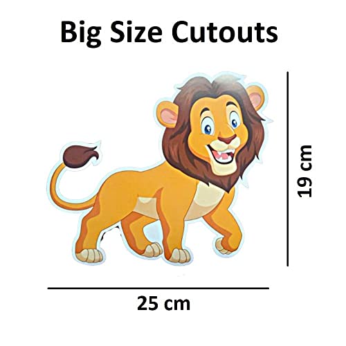 FI - FLICK IN 50 pcs 7th Birthday Jungle Theme Decoration for Boys Safari Animals Cutouts Animal Banner Lion King Decoration 7th Birthday Decoration for Boys Animal Theme Party (Pack of 50,Multicolor) - Image 4