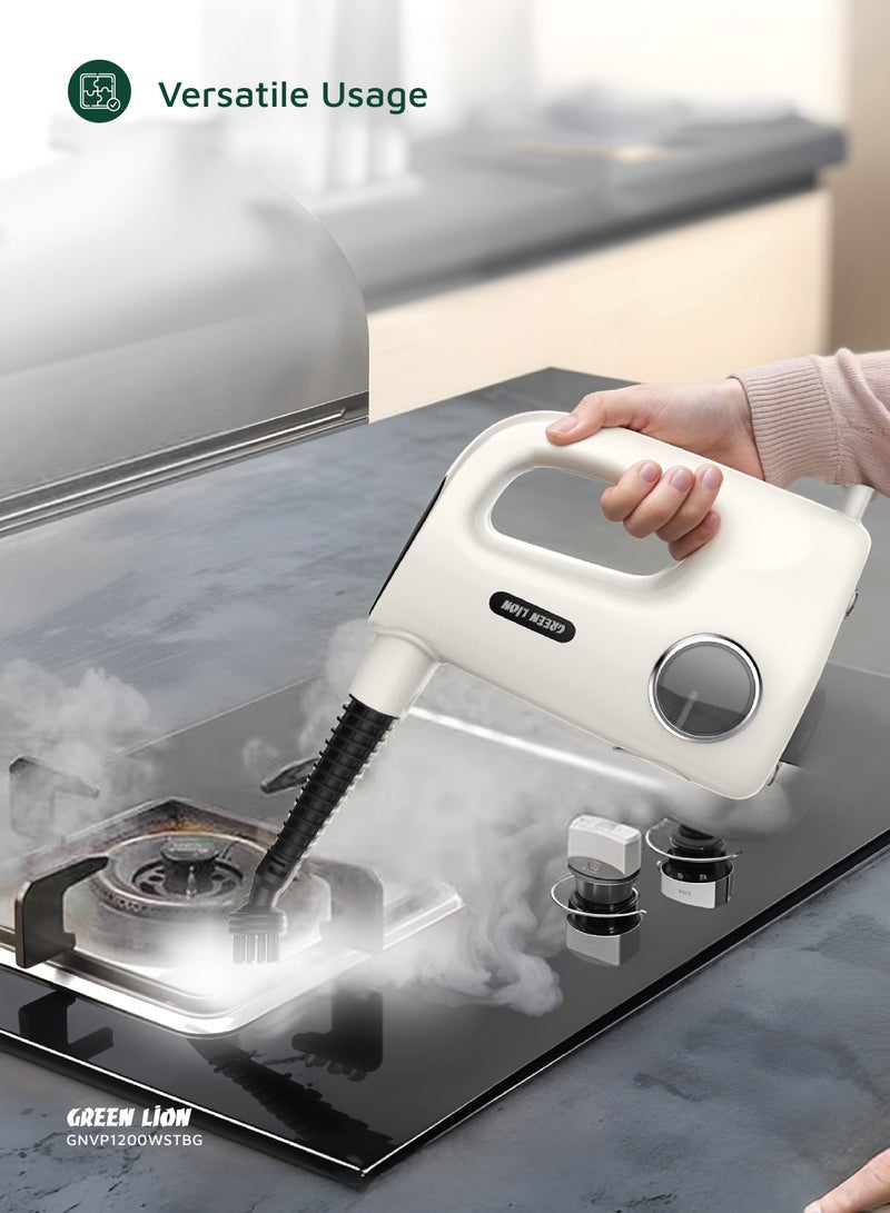 GREEN LION Vapor Pro Steam Cleaner 1200W / 380ml Water Tank / 3-Level Steam Cleaning / Versatile Steamer / 20 Sec Rapid Heating / Child Safety Lock - Beige - Image 3