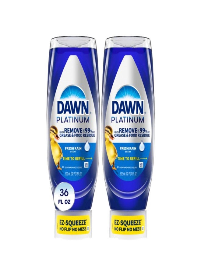 Dawn Platinum EZ-Squeeze Dish Soap, Dishwashing Liquid, Fresh Rain, 2x18oz Bundle - Image 1