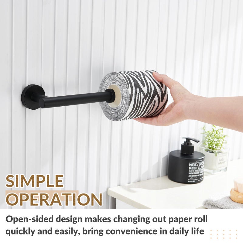 APLusee Matte Black Toilet Paper Holder, Stainless Steel Tissue Roll Hanger, Round TP Dispenser Wall Mount for Bathroom, Kitchen, Washroom - Image 4
