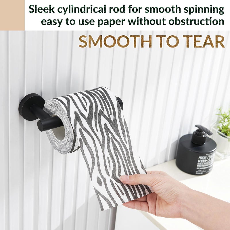 APLusee Matte Black Toilet Paper Holder, Stainless Steel Tissue Roll Hanger, Round TP Dispenser Wall Mount for Bathroom, Kitchen, Washroom - Image 5
