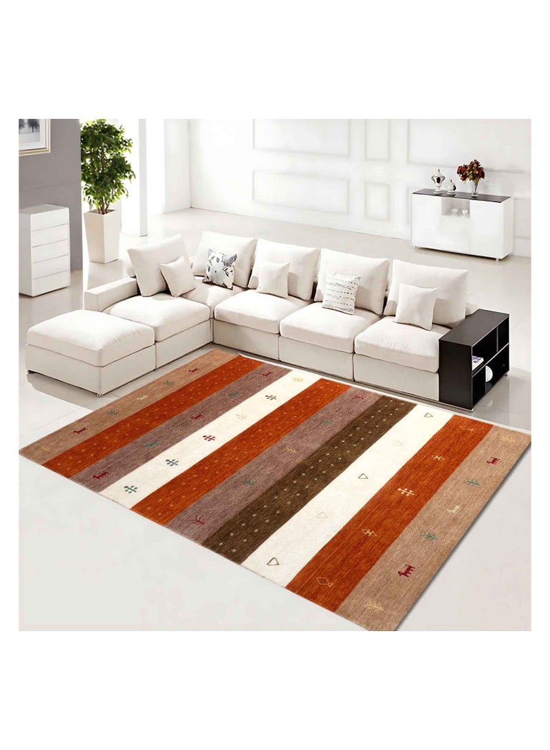NOAH WOOL RUG -200X300 CM- ORANGE / BEIGE - Image 1