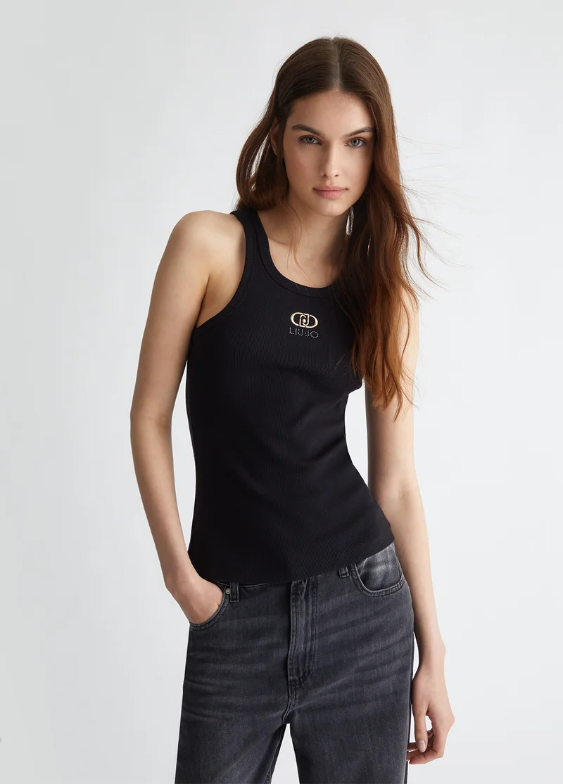 Liu Jo Ribbed top with logo
