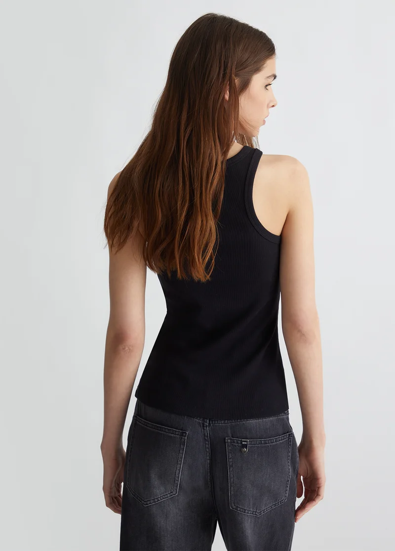 Liu Jo Ribbed top with logo