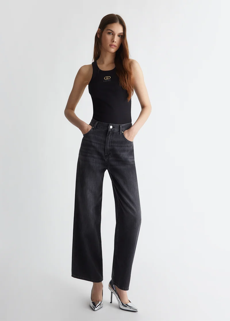 Liu Jo Ribbed top with logo