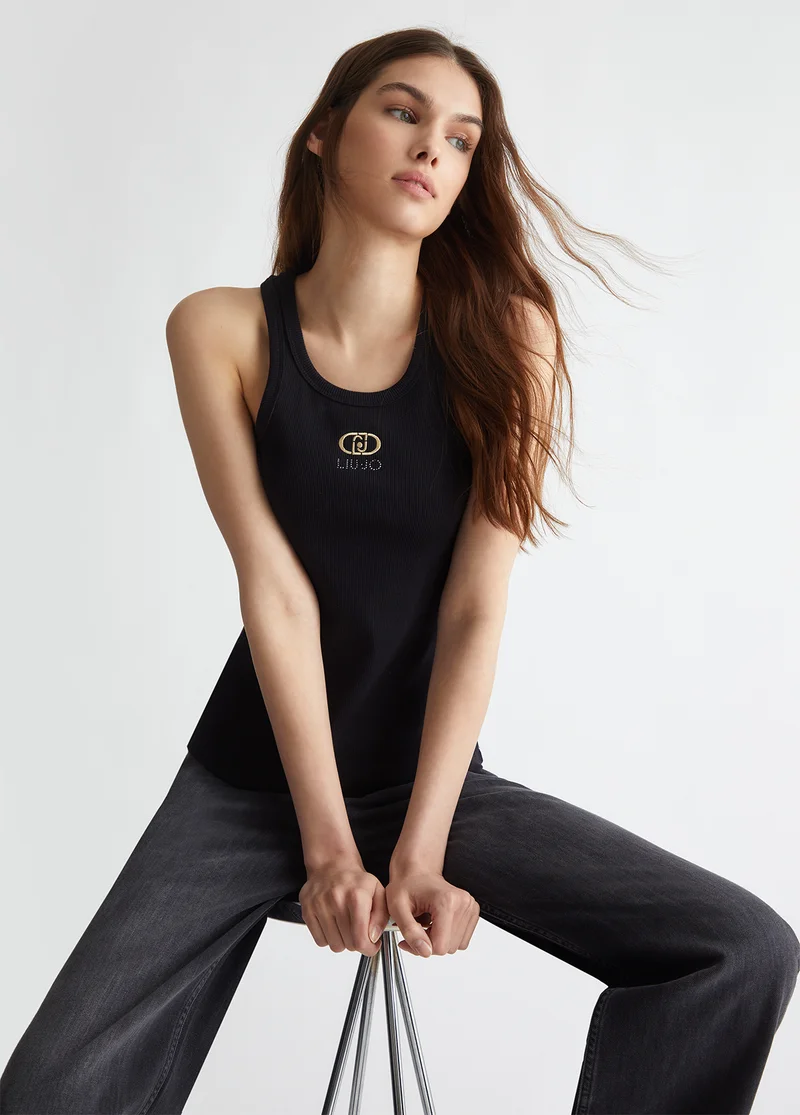Liu Jo Ribbed top with logo