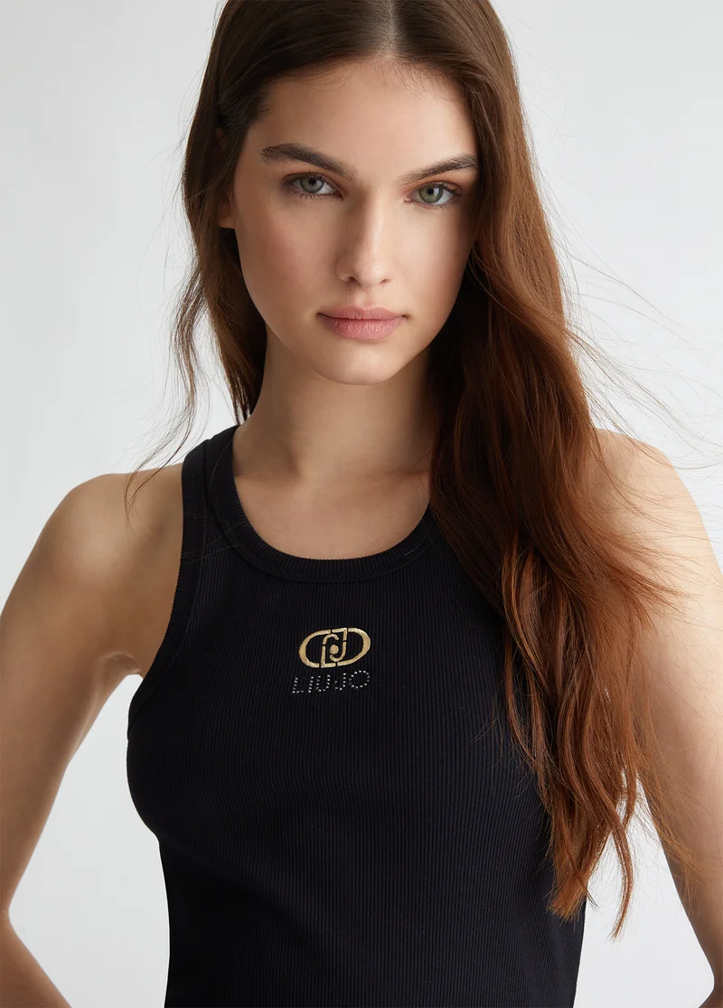 Liu Jo Ribbed top with logo