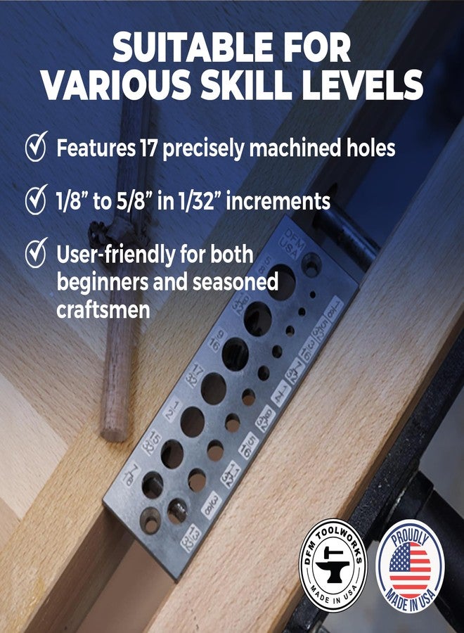 DFM Tool Works أداة تثبيت المسامير من DFM Tool Works - أداة ممتازة لصنع المسامير، لوحة مسامير متعددة الاستخدامات، فولاذ A2 عالي الجودة لأعمال النجارة، صنع في الولايات المتحدة الأمريكية - 17 فتحة، مقاسات متعددة - Image 4