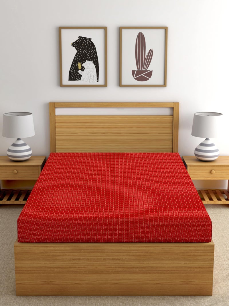 RANGBHAR Handloom Cotton Single Bedsheet Without Pillow Covers, Woven Checkered Bedcover, 60 x 90 inch, Red Box - Image 5