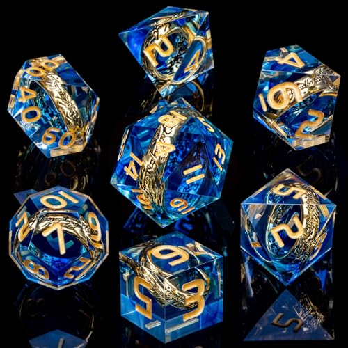 ORIFANTOU Magic Golden Ring DND Dice Set Sharp Edge Red Resin Dice with Box for use with RPG DD Tabletop Games Lord D and D Polyhedral Dice Set - Image 5