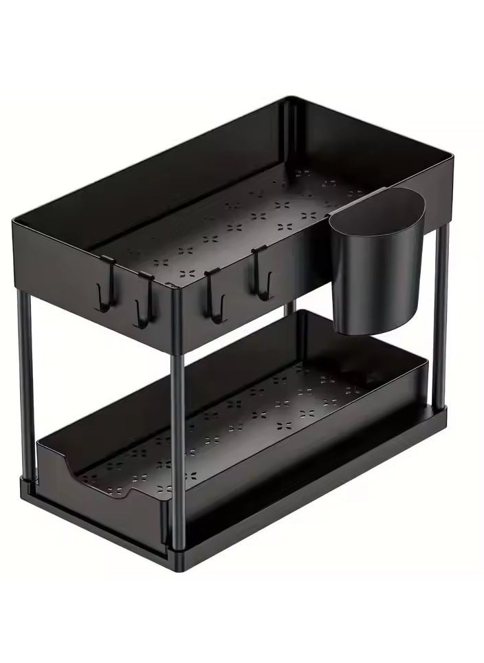 2-Tier Black Metal Kitchen Storage Rack: Easily Organize Cleaning Supplies And Toiletries - pzsku/Z6B4D5ACA4E5FCD5D8AB9Z/45/_/1732677720/27e29a75-9f8c-40fa-a470-cdafedd156de