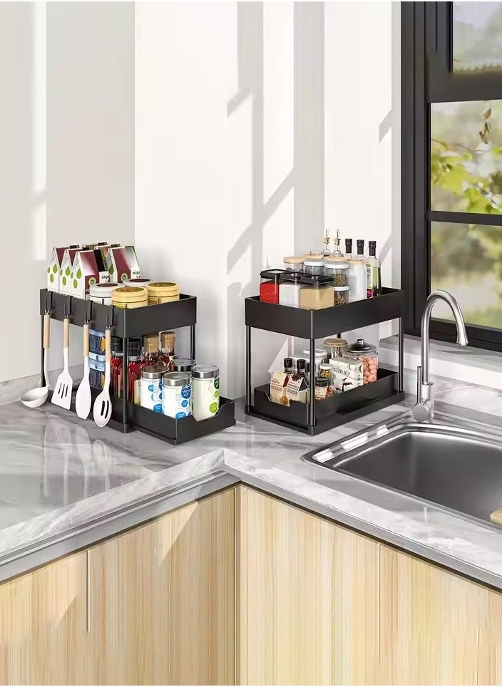 2-Tier Black Metal Kitchen Storage Rack: Easily Organize Cleaning Supplies And Toiletries - pzsku/Z6B4D5ACA4E5FCD5D8AB9Z/45/_/1732677776/46c38ec7-6996-4629-a56f-a01f44aac274