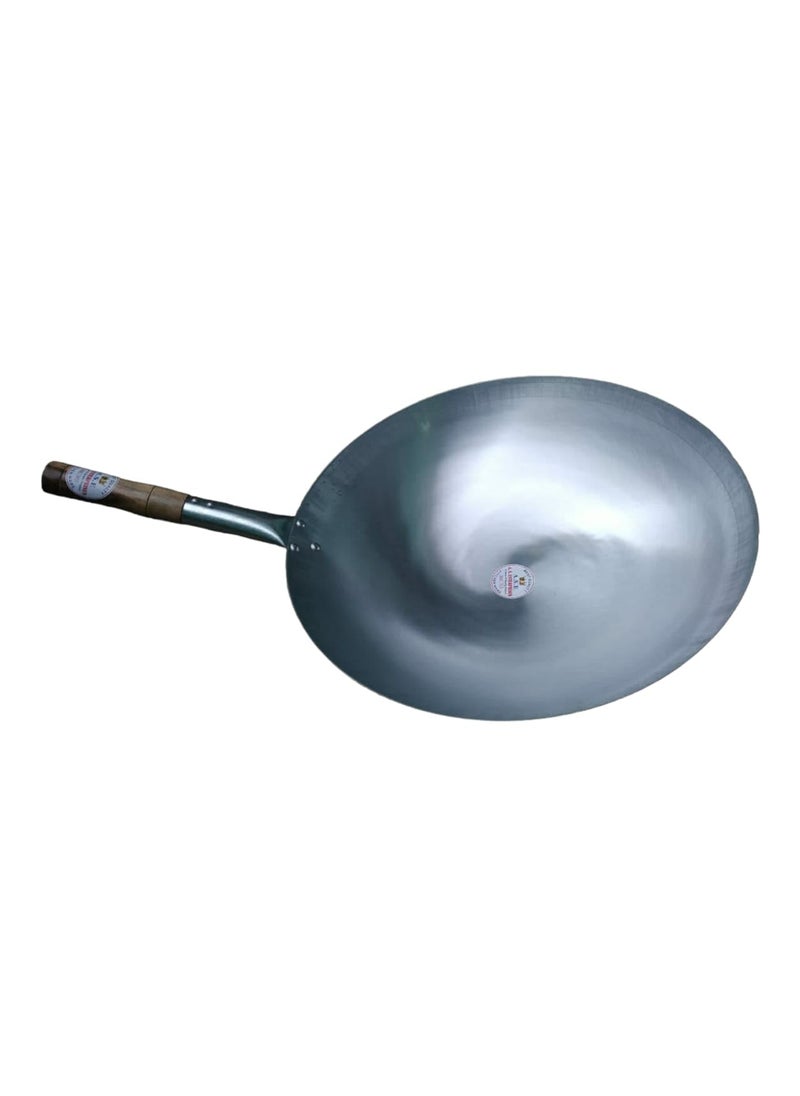 AS A S Shiny Quoted Chinese woks Chinese Iron Kadai with Wooden Handle Pure Iron Chinese Wok 18 inch 45 CM  - Image 3