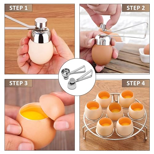 KOLIBROX Stainless Steel Egg Toppers Cutter Egg Opener Tolls,Effortless Soft Egg Top Cutter Tool, Egg Separator Egg Slicer, Cracker, and Egg Topper Opener for Kitchen Accessories - Image 3