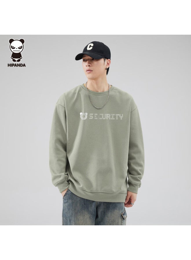 Hipanda Sweatshirt For Men,  Autumn Round Neck American-style Loose Casual Heavyweight Couple Matching Top, Light Bean Green, 2XL - Image 5