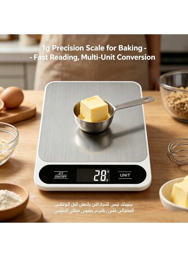 Precision Electronic Digital Kitchen Scale Silver,Gram Scale Multi-Functional Kitchen Scale and Baking Scale for Precise Weight Measuring and Portion Control,LCD Display weighing scale for food(MAX:10KG) - Image 5