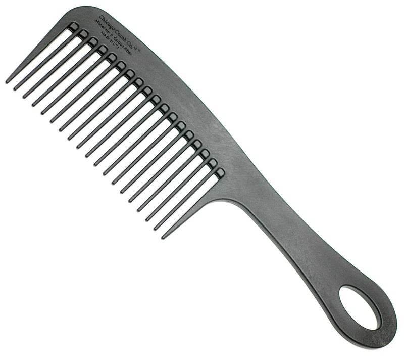 Chicago Comb Model 8 Carbon Fiber Made in USA Antistatic Detangling  Shower comb adds Lift  Volume 85 inches 215 cm long