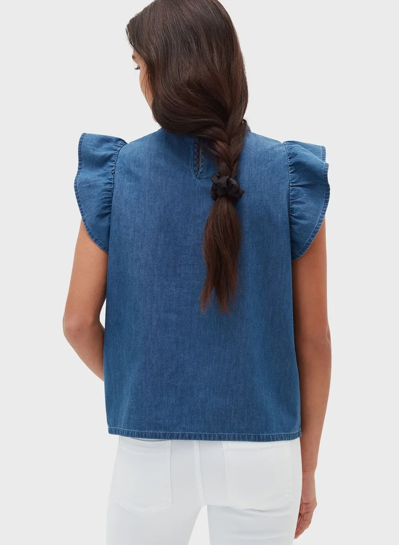 Ovs Cap Sleeves Crew Neck Top