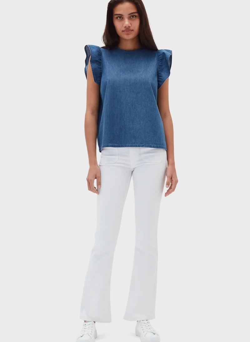 Ovs Cap Sleeves Crew Neck Top
