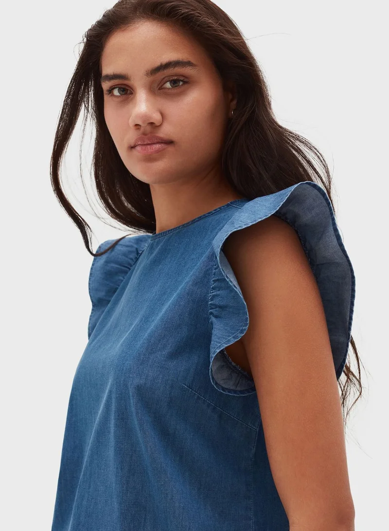 Ovs Cap Sleeves Crew Neck Top