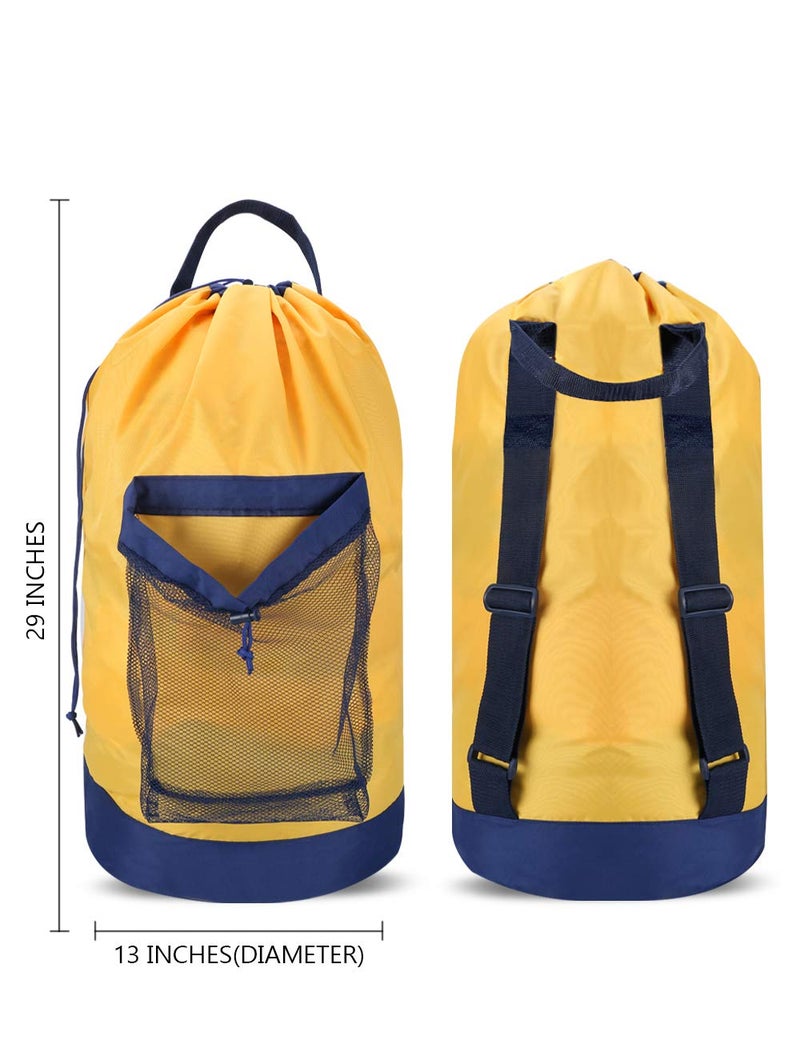 Dalykate Backpack Laundry Bag, Laundry Backpack with Shoulder Straps and Mesh Pocket Durable Nylon Clothes Hamper Bag with Drawstring Closure for College, Travel, Laundromat, Apartment - Image 2