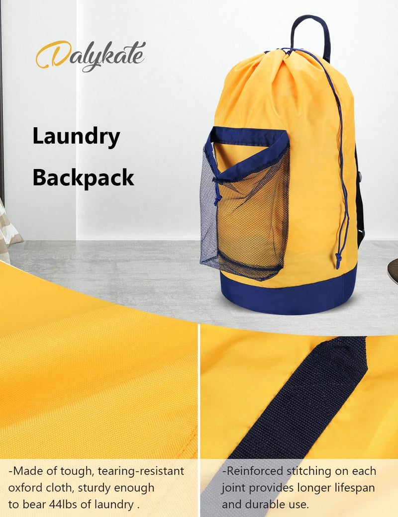 Dalykate Backpack Laundry Bag, Laundry Backpack with Shoulder Straps and Mesh Pocket Durable Nylon Clothes Hamper Bag with Drawstring Closure for College, Travel, Laundromat, Apartment - Image 5