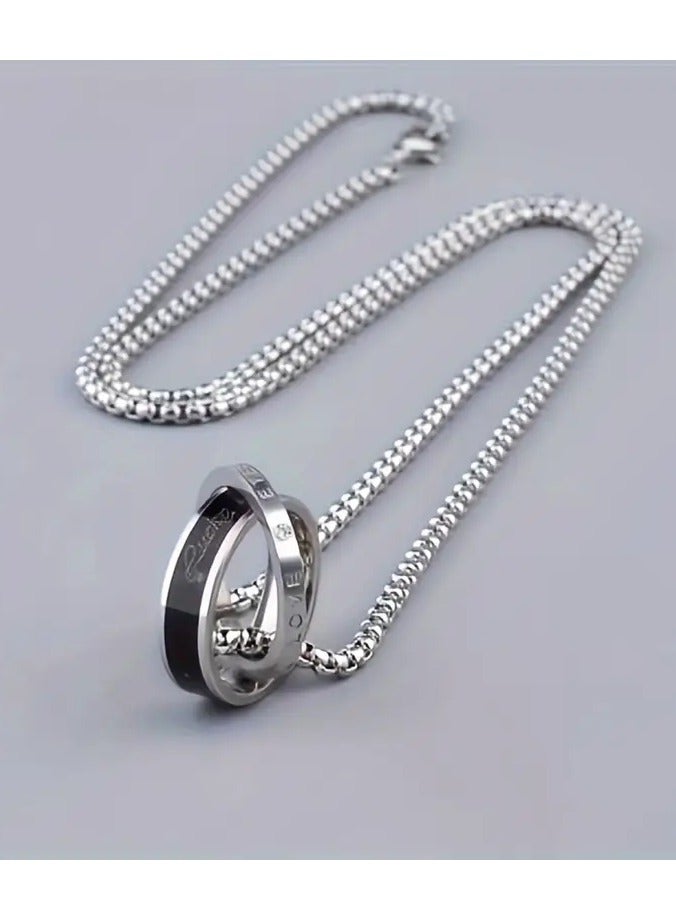 Goolsky قلادة بندانة مزدوجة من الفولاذ التيتانيوم 1 قطعة، قلادة بندانة بسيطة عصرية للرجال تتناسب مع جميع الأزياء، - Image 1