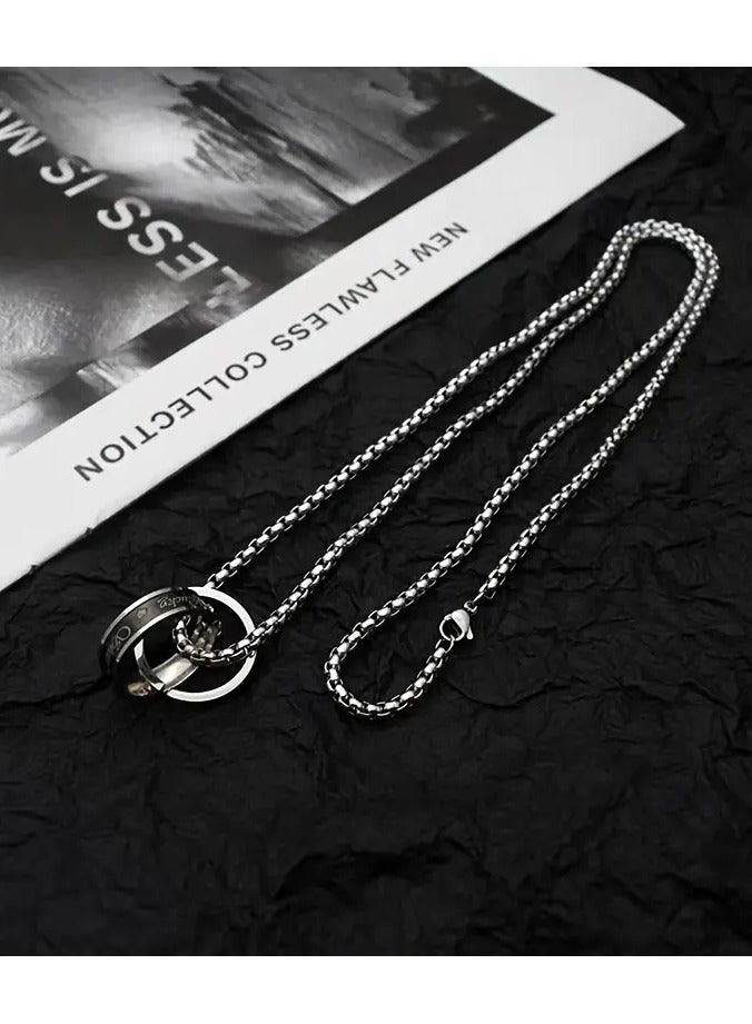 Goolsky قلادة بندانة مزدوجة من الفولاذ التيتانيوم 1 قطعة، قلادة بندانة بسيطة عصرية للرجال تتناسب مع جميع الأزياء، - Image 5